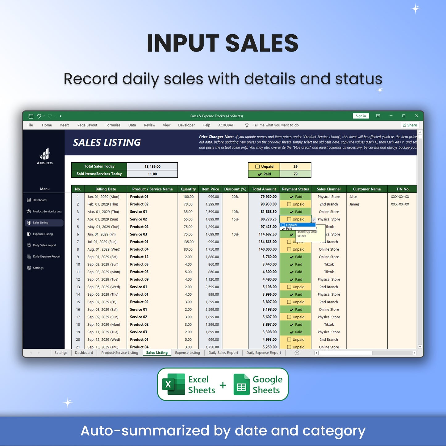 Sales & Expense Tracker